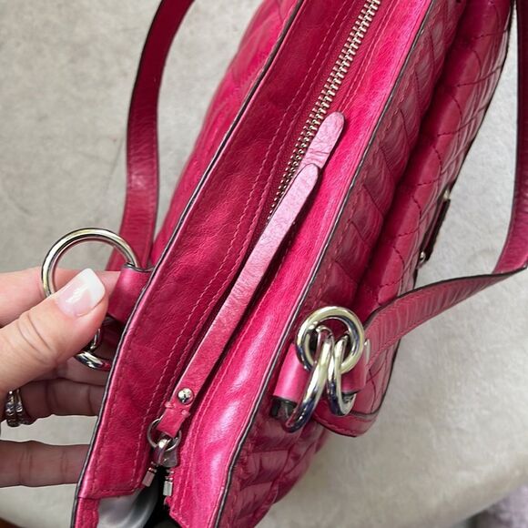 VTG COACH Quilted Raspberry Leather Tote Purse - Picture 14 of 16